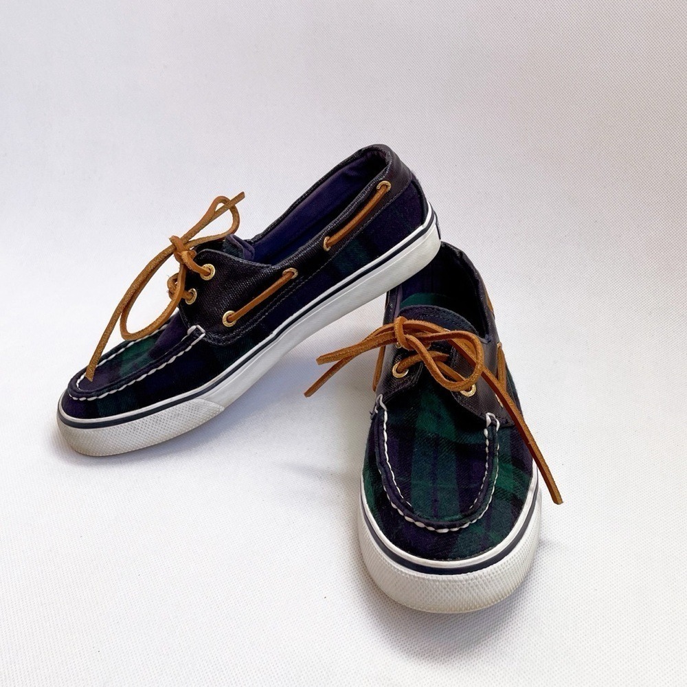Sperry Vintage 90s Ralph Lauren Christmas Plaid Lace Up Boat Shoe - Picture 3 of 9